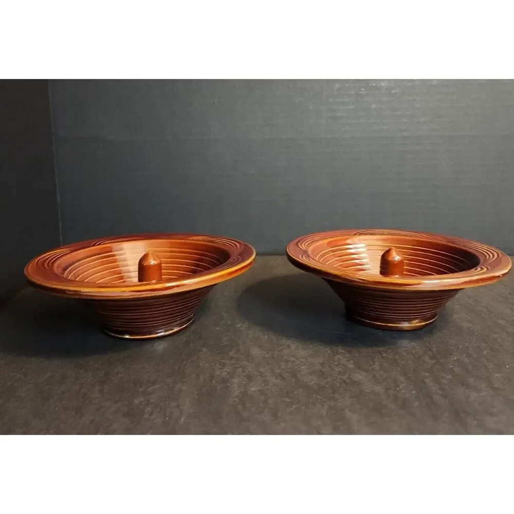 Vtg Apple Baker Hand Thrown Pottery Brown Stoneware 6.5